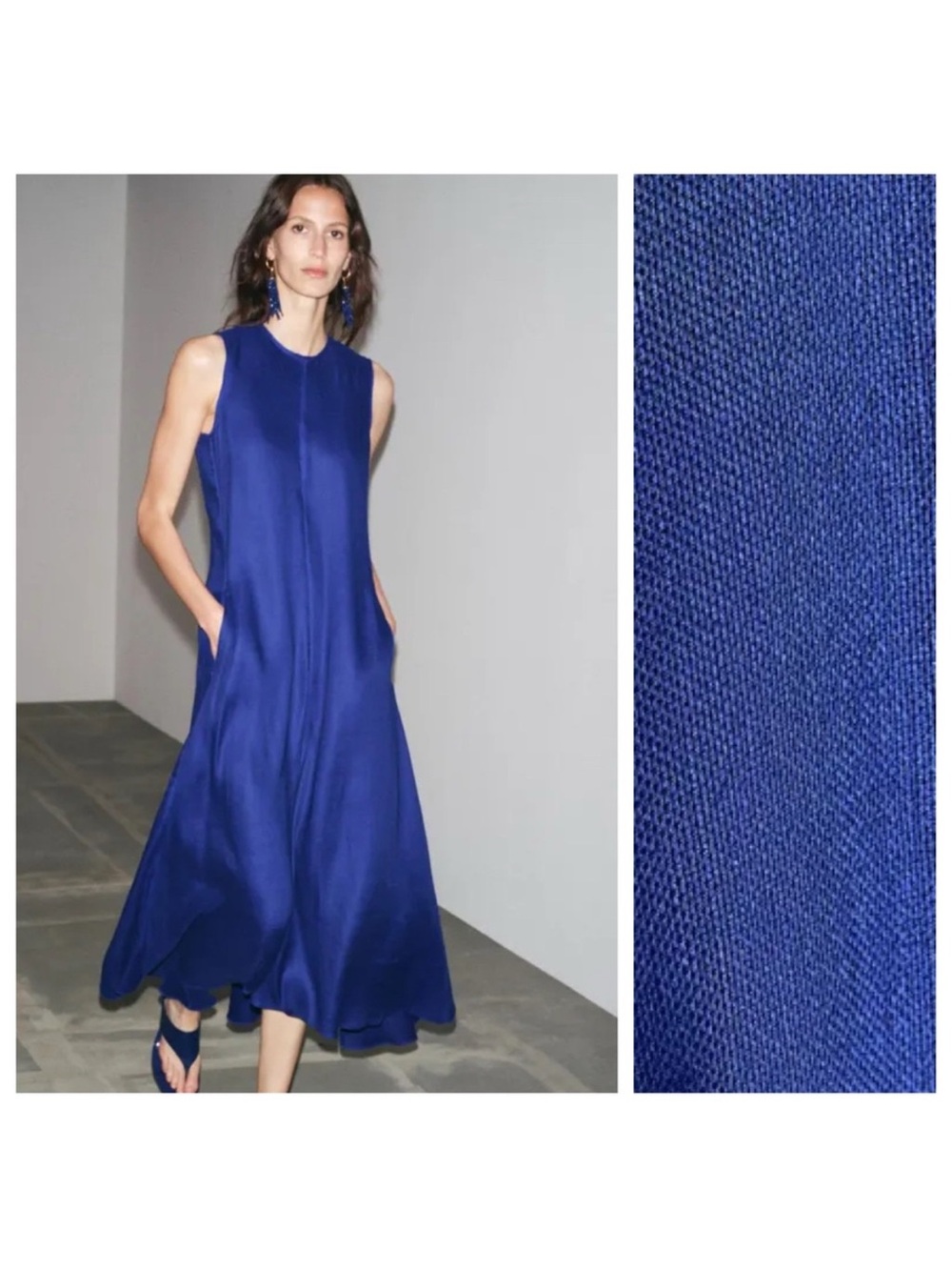 ZW collection Sleeveless Midi Dress in Cobalt Blue